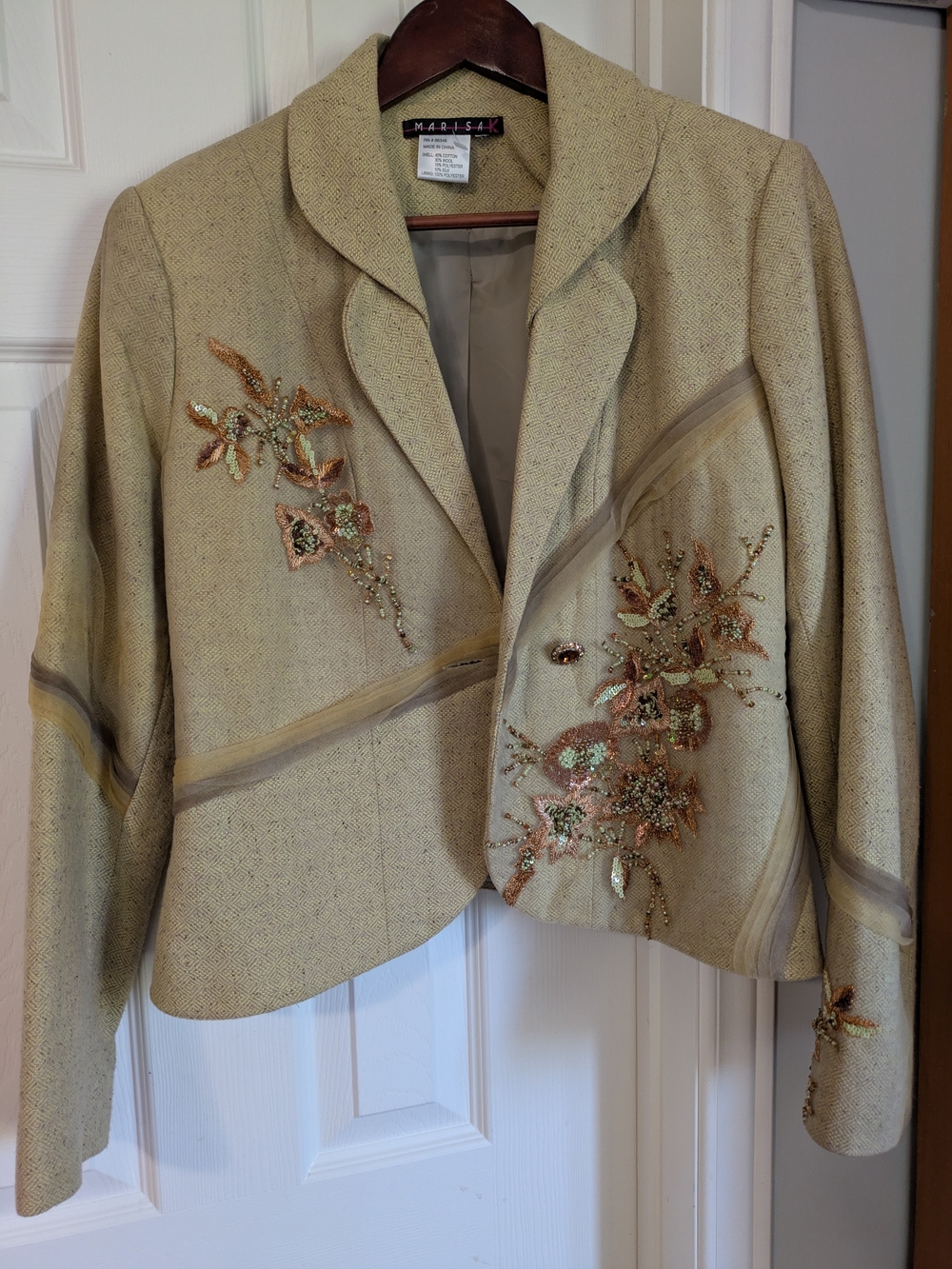 Marisa K Embellished Beige Women's Jacket